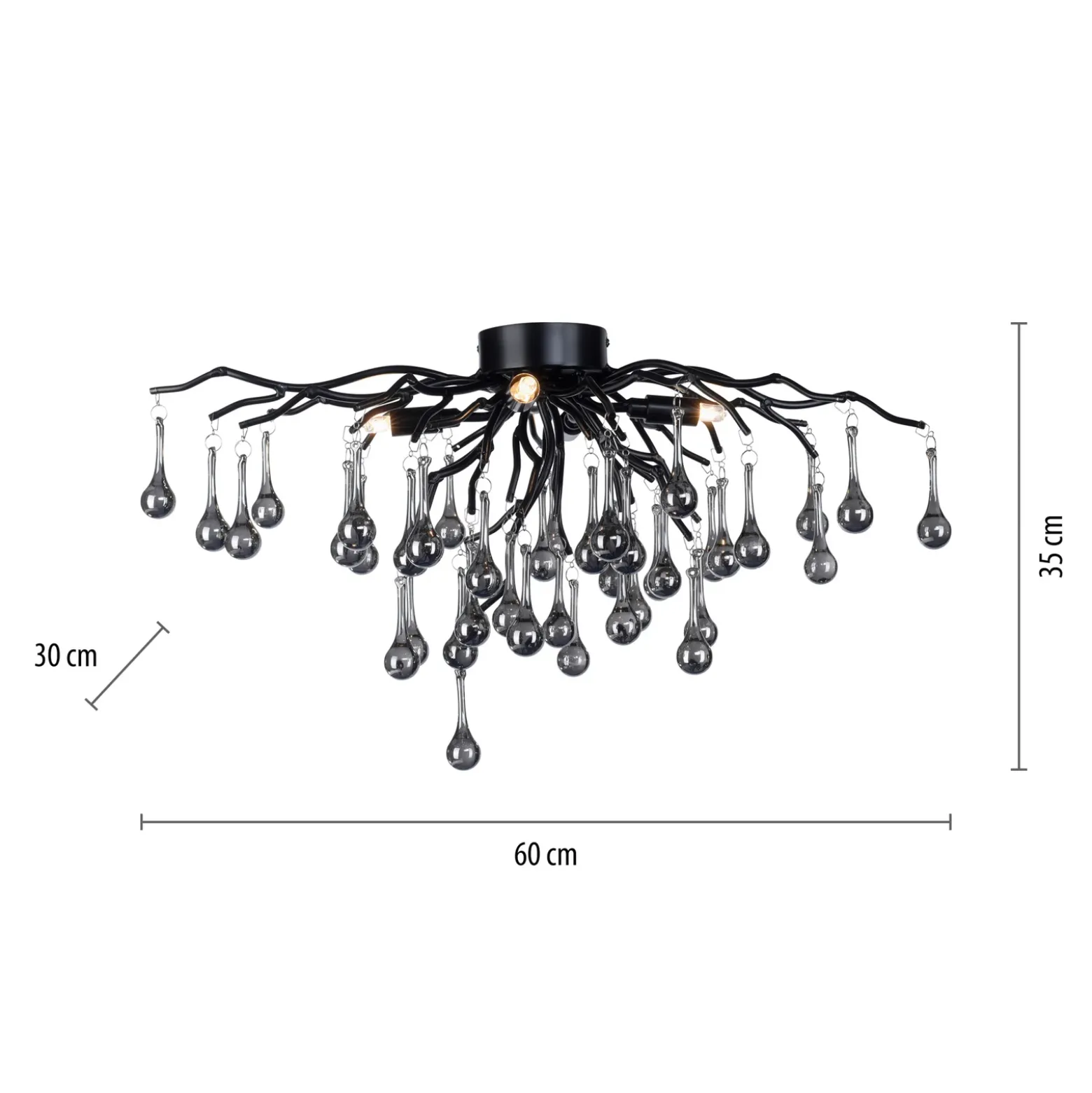 Paul Neuhaus plafón Icicle, 4 luces, negro