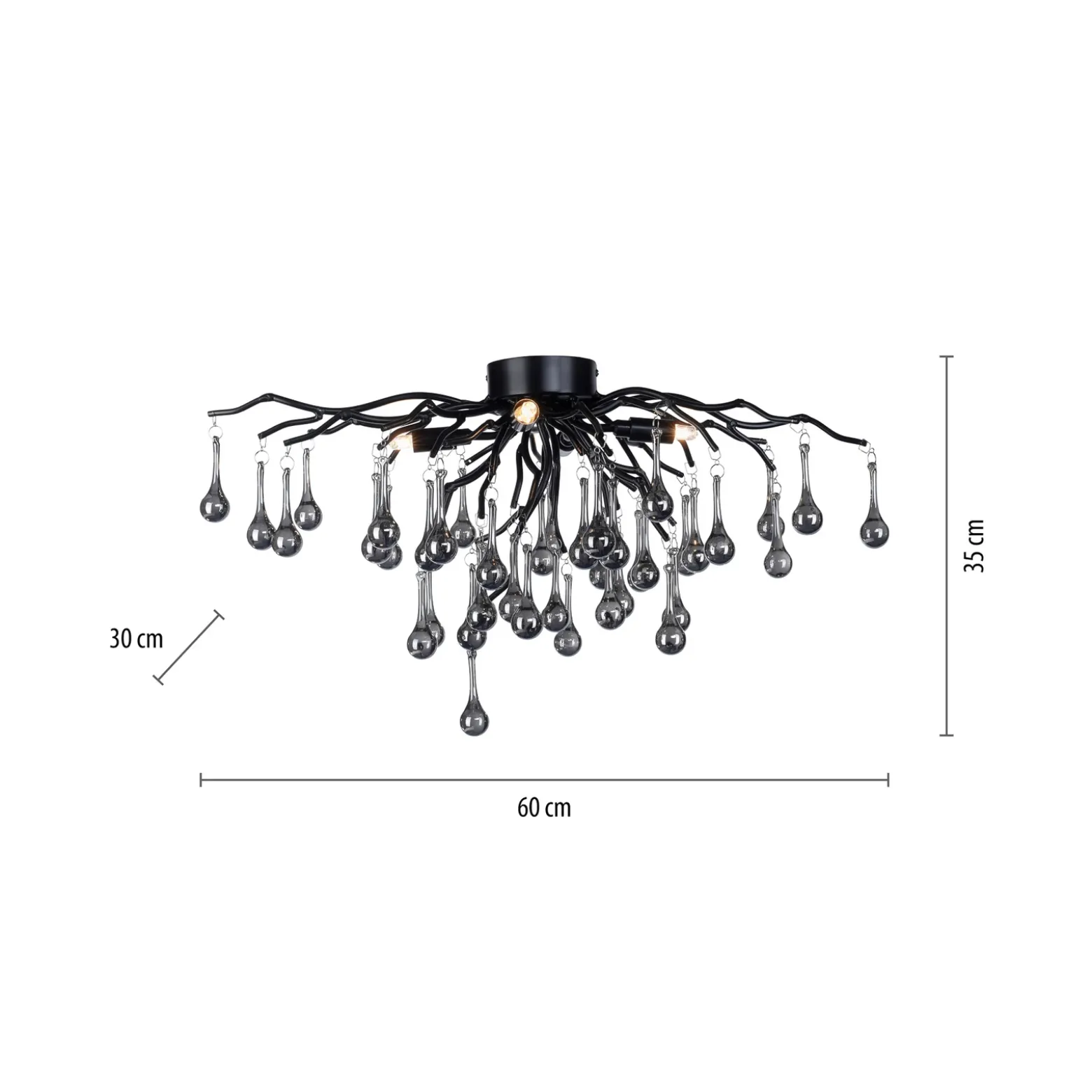 Paul Neuhaus plafón Icicle, 4 luces, negro
