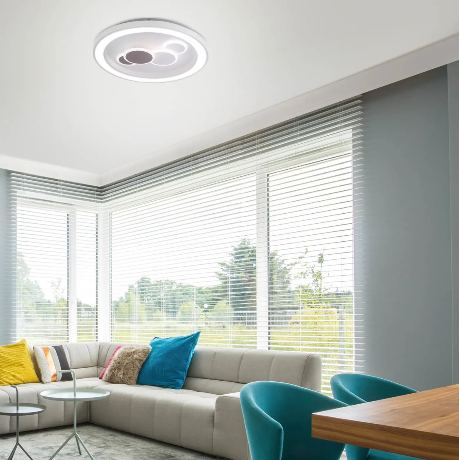 Paul Neuhaus Plafón LED Eliza, blanco, metal, Ø 60 cm
