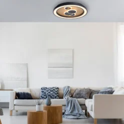 Paul Neuhaus Plafón LED Eliza, roble aceitado, Ø 60 cm