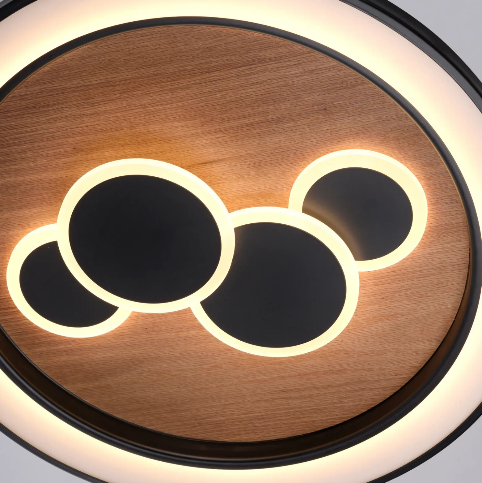 Paul Neuhaus Plafón LED Eliza, roble aceitado, Ø 60 cm