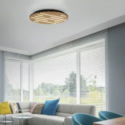 Paul Neuhaus Plafón SMART+ Q-Acoustic, madera Ø 60 cm