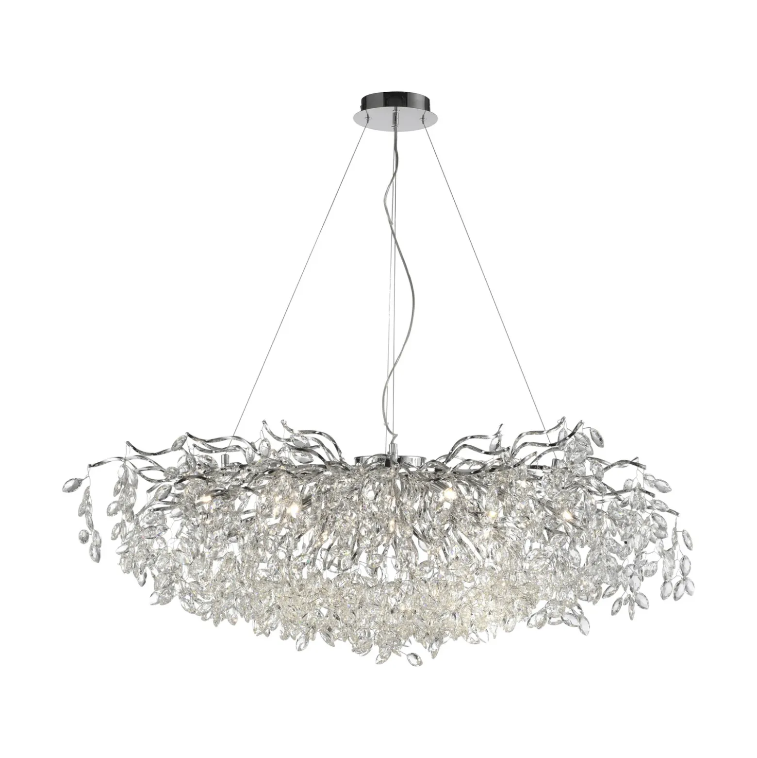 Paul Neuhaus Ricicle lámpara de araña, cromo, longitud 120 cm