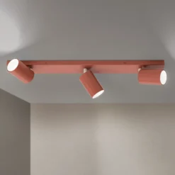 Penn downlight de techo, rojo coral, longitud 60 cm, acero/aluminio