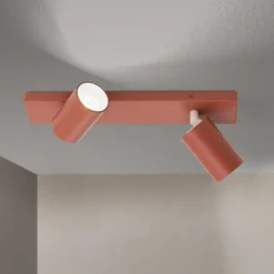 Penn downlight de techo, rojo coral, longitud 35 cm, acero/aluminio