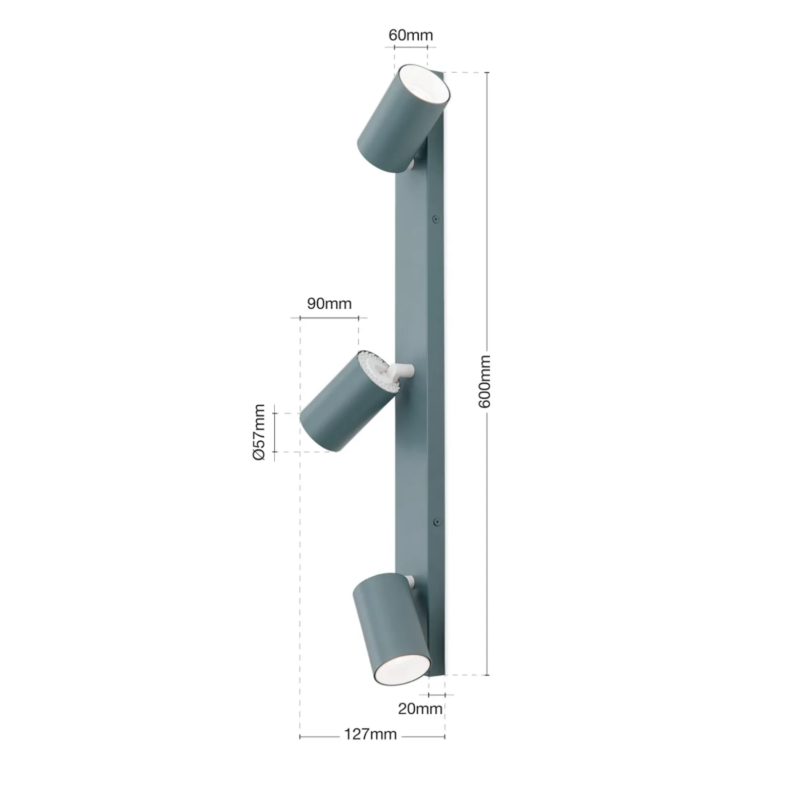 Penn downlight de techo, verde claro, longitud 60 cm, acero/aluminio