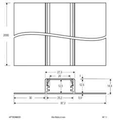 Perfil construcción seco aluminio 200cm tapa opal