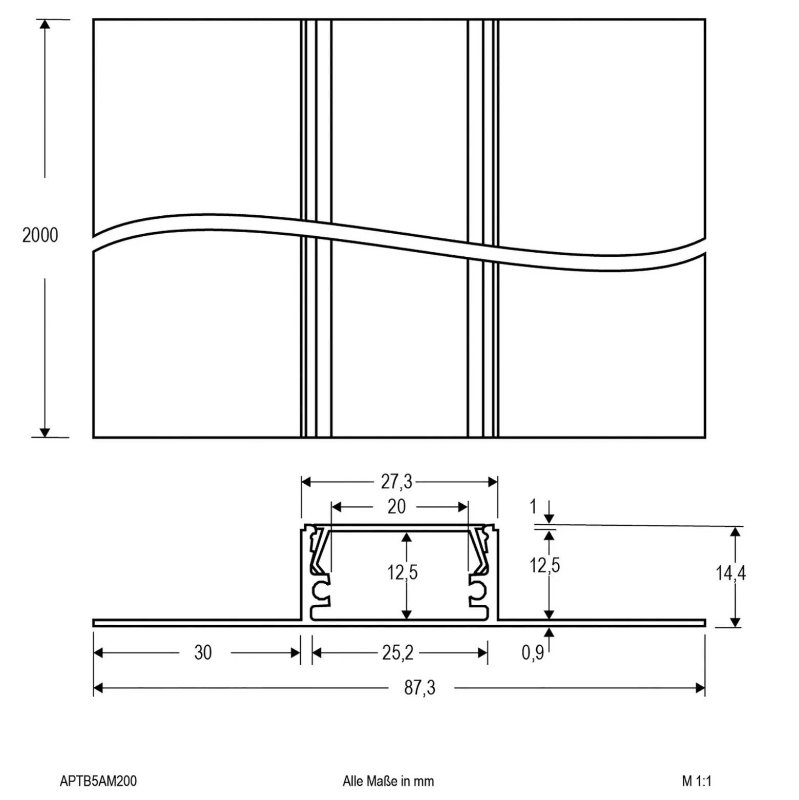 Perfil construcción seco aluminio 200cm tapa opal