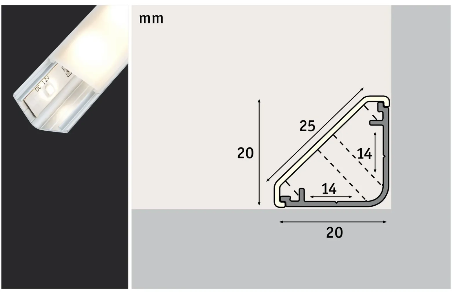 Perfil Delta para sistema de tiras Your LED, 1m
