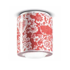 PI lámpara de techo, motivo floral, Ø 12,5 cm rojo/blanco