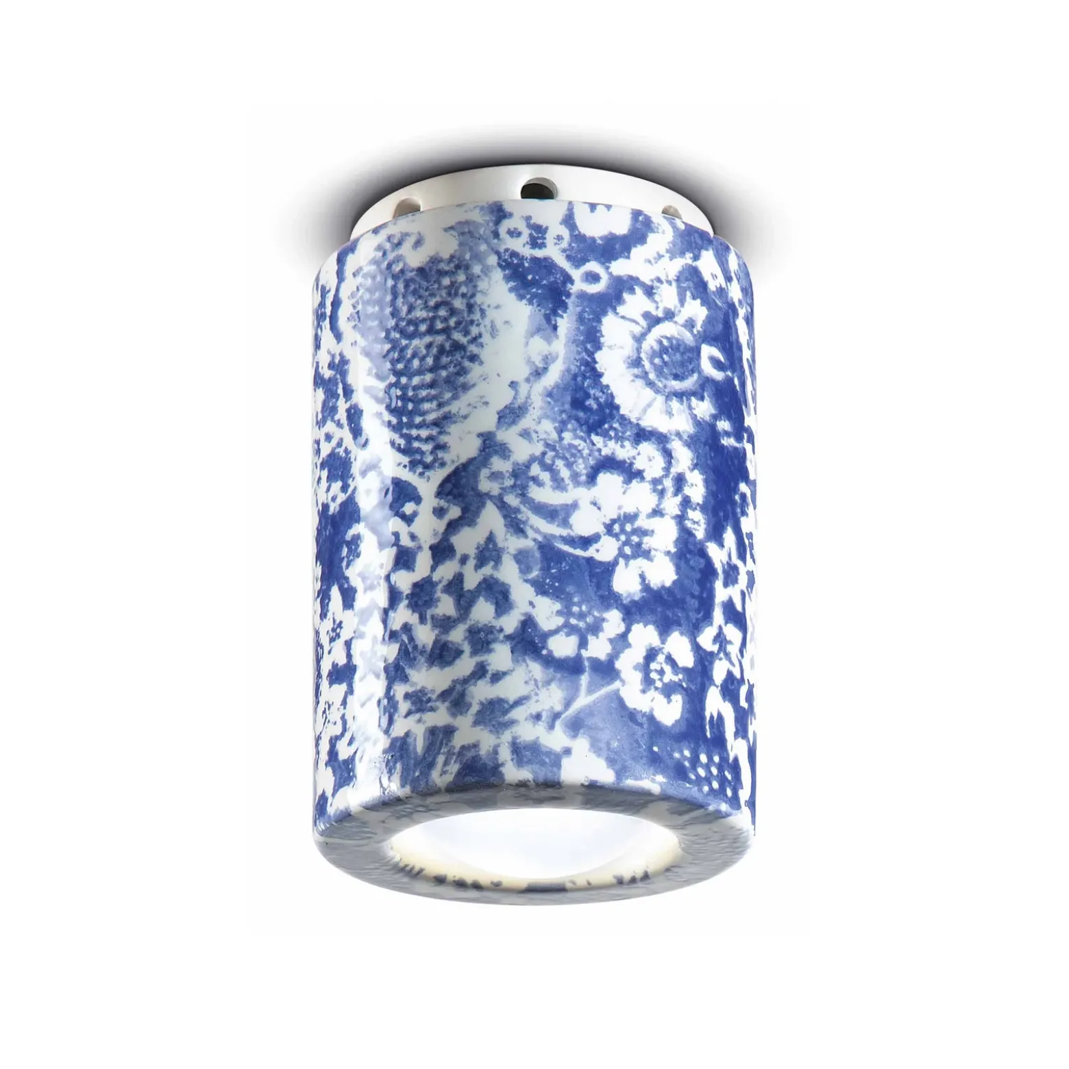 PI lámpara de techo, motivo floral, Ø 8,5 cm azul/blanco