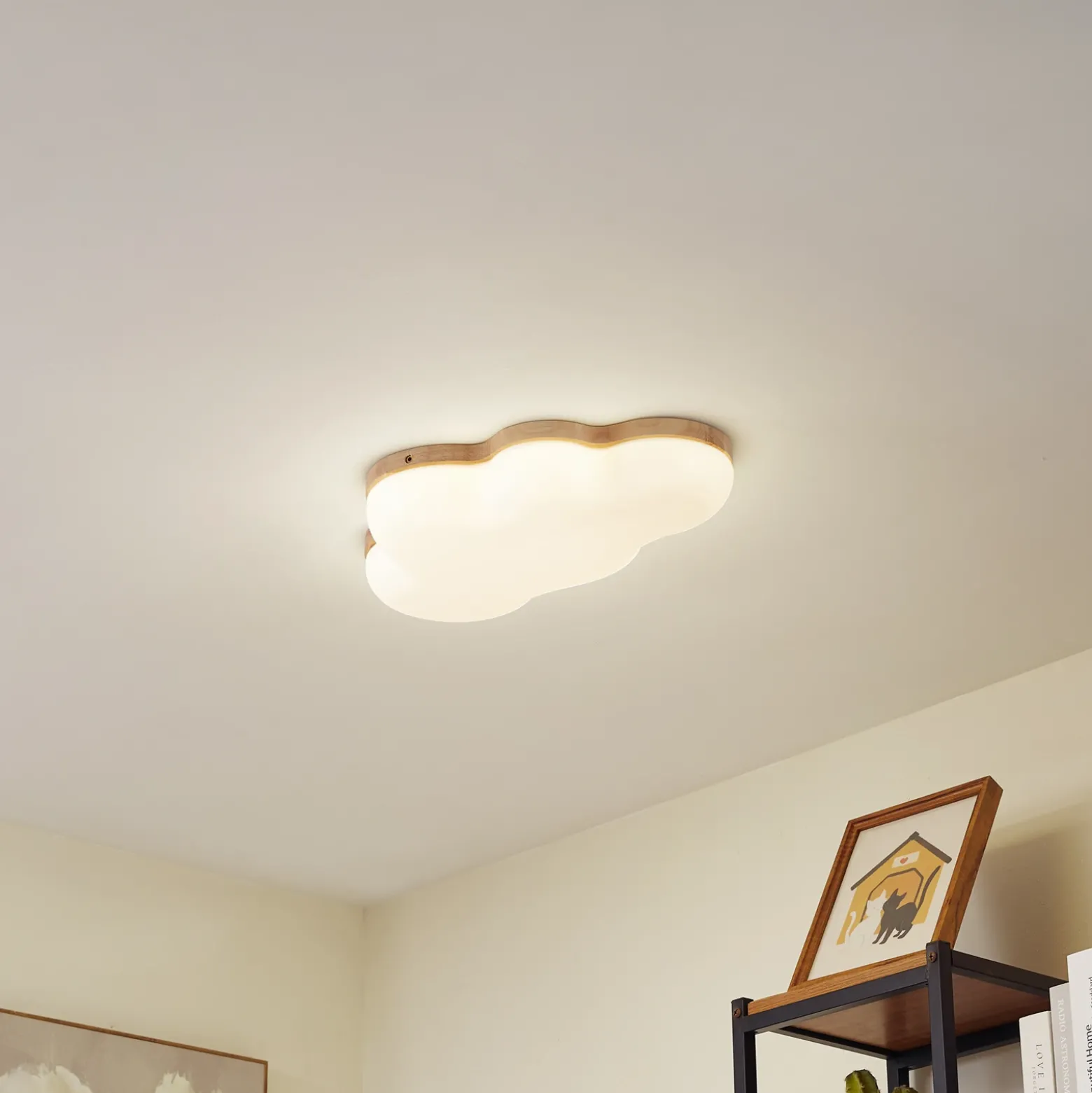 Pilvi, plafón LED de Lindby, plástico, nube, 50 cm