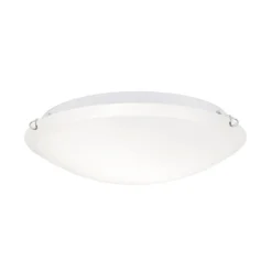 Plafón Agada, cristal opal, cromo, 40 cm