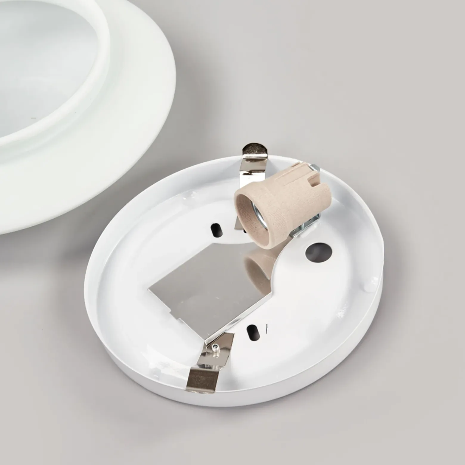 Plafón Alba de cristal opalino, Ø 25 cm