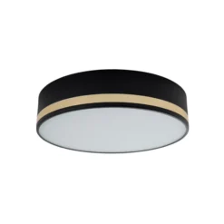 Plafón Amore, rayas doradas, negro, Ø 35cm