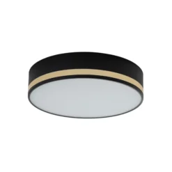 Plafón Amore, rayas doradas, negro, Ø 35cm