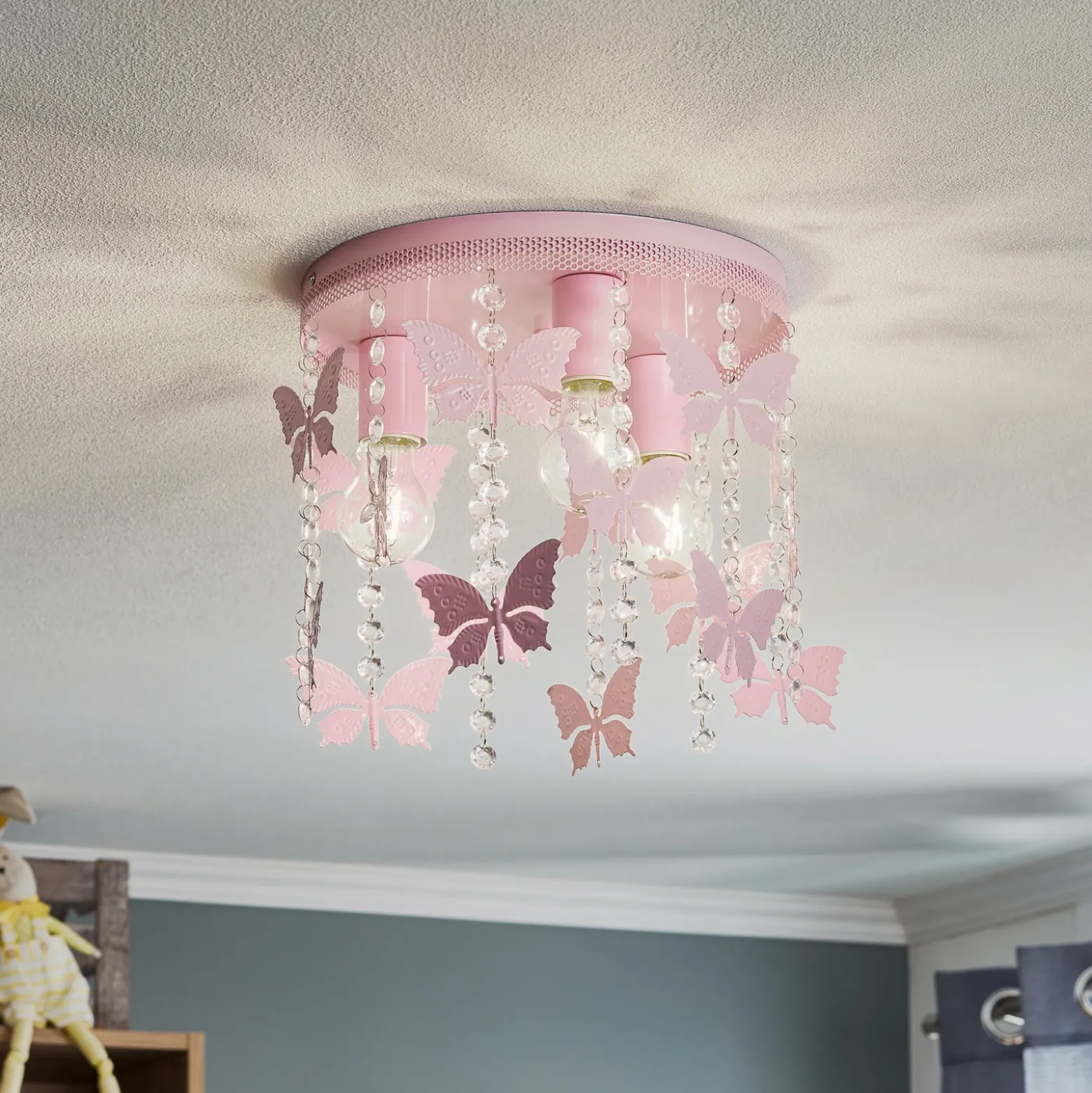 Plafón Angelica en rosa con mariposas