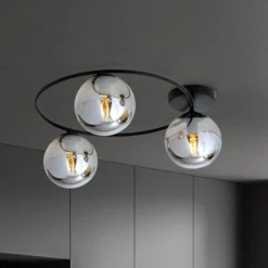 Plafón Ascella, negro/grafito, 74 cm, 3 luces