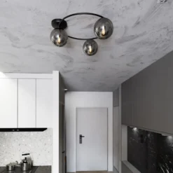 Plafón Ascella, negro/grafito, 74 cm, 3 luces