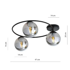 Plafón Ascella, negro/grafito, 74 cm, 3 luces