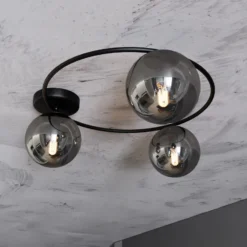 Plafón Ascella, negro/grafito, 74 cm, 3 luces