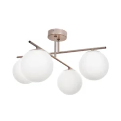 Plafón Aurora, beige, Ø 50 cm, 4 luces, cristal, E14