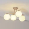 Plafón Aurora, beige, Ø 50 cm, 4 luces, cristal, E14