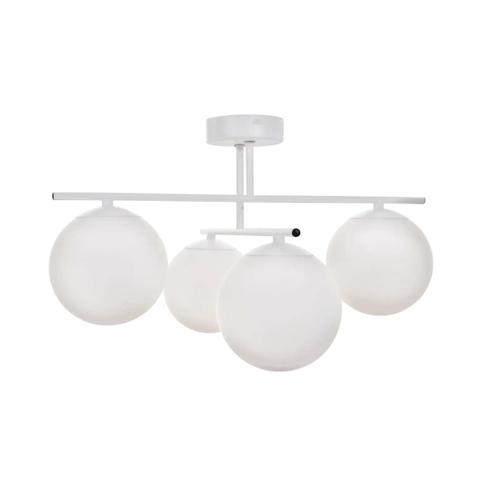 Plafón Aurora, blanco, Ø 50 cm, 4 luces, cristal, E14