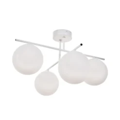 Plafón Aurora, blanco, Ø 50 cm, 4 luces, cristal, E14