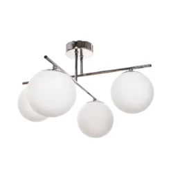 Plafón Aurora, cromo, Ø 50 cm, 4 luces, cristal, E14