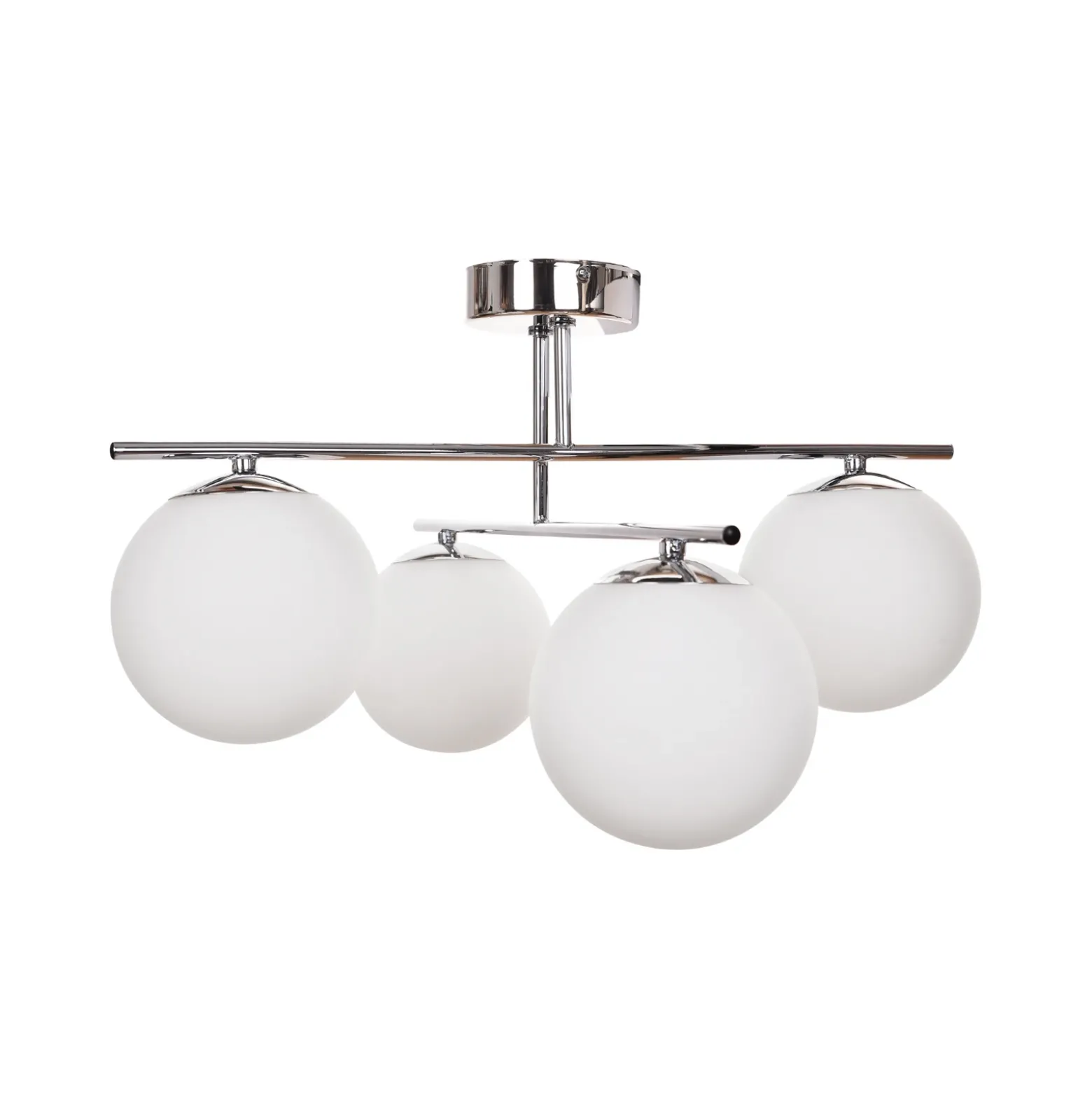 Plafón Aurora, cromo, Ø 50 cm, 4 luces, cristal, E14