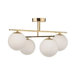 Plafón Aurora, dorado, Ø 50 cm, 4 luces, cristal, E14