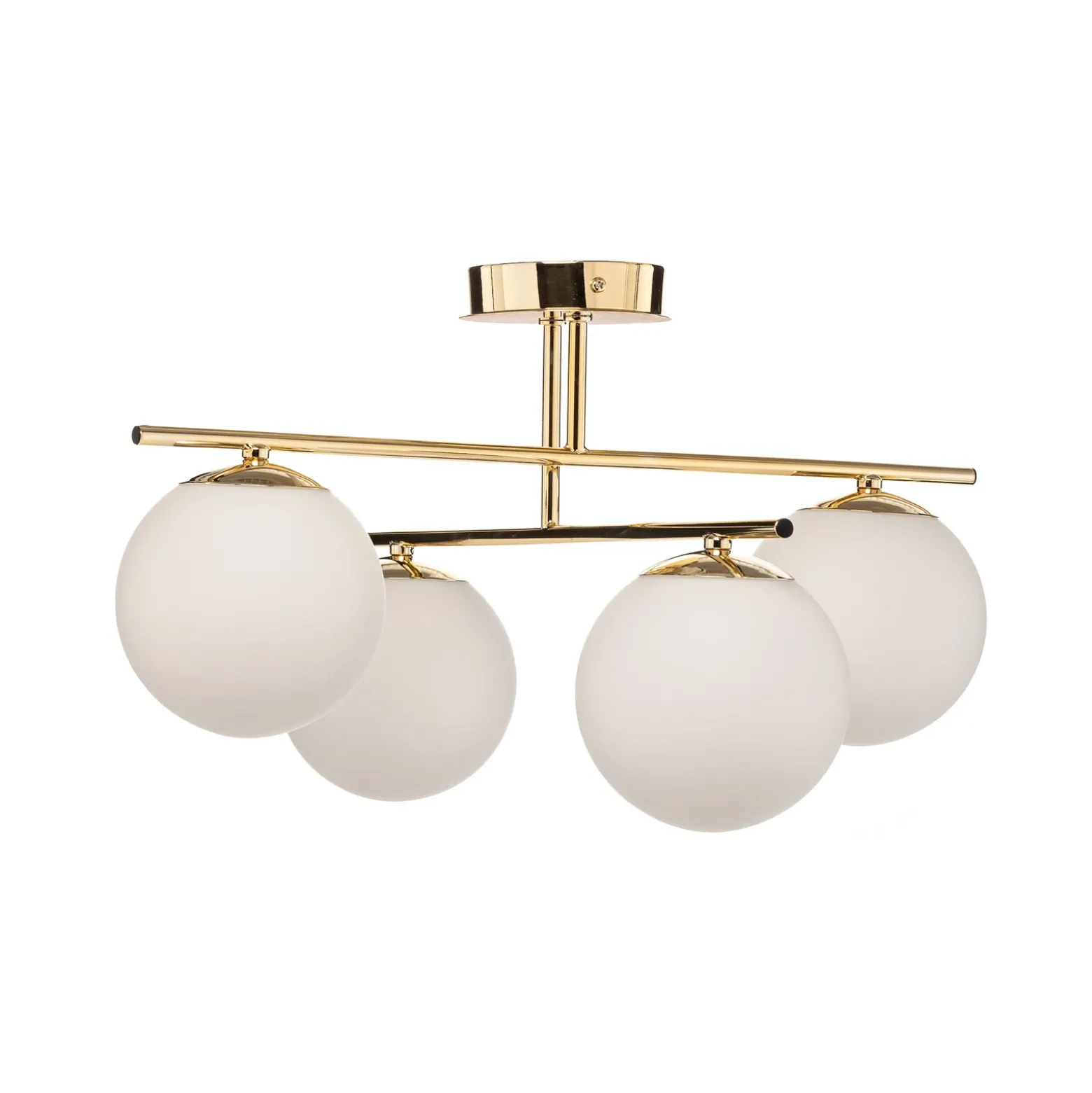 Plafón Aurora, dorado, Ø 50 cm, 4 luces, cristal, E14