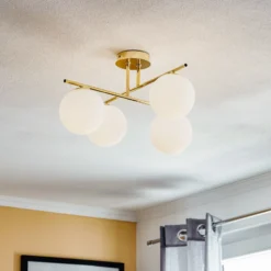 Plafón Aurora, dorado, Ø 50 cm, 4 luces, cristal, E14