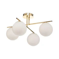 Plafón Aurora, dorado, Ø 50 cm, 4 luces, cristal, E14