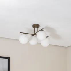 Plafón Aurora, marrón, Ø 50 cm, 4 luces, cristal, E14
