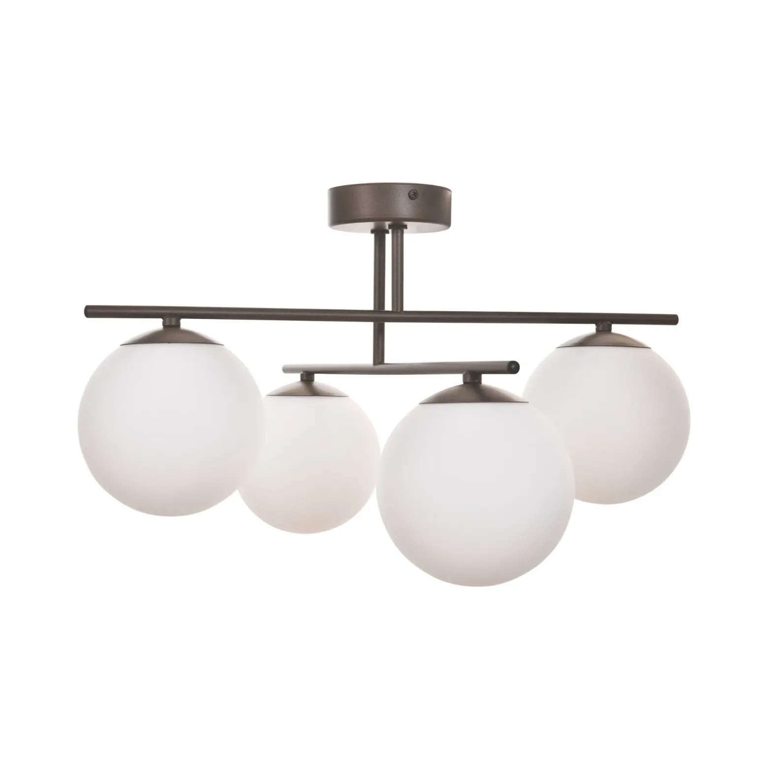 Plafón Aurora, marrón, Ø 50 cm, 4 luces, cristal, E14