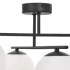 Plafón Aurora, negro, Ø 50 cm, 4 luces, cristal, E14