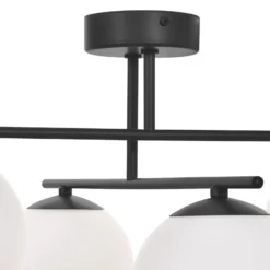 Plafón Aurora, negro, Ø 50 cm, 4 luces, cristal, E14