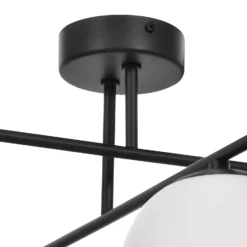 Plafón Aurora, negro, Ø 50 cm, 4 luces, cristal, E14