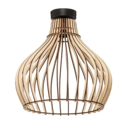 Plafón Barrel con pantalla de madera