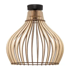 Plafón Barrel con pantalla de madera