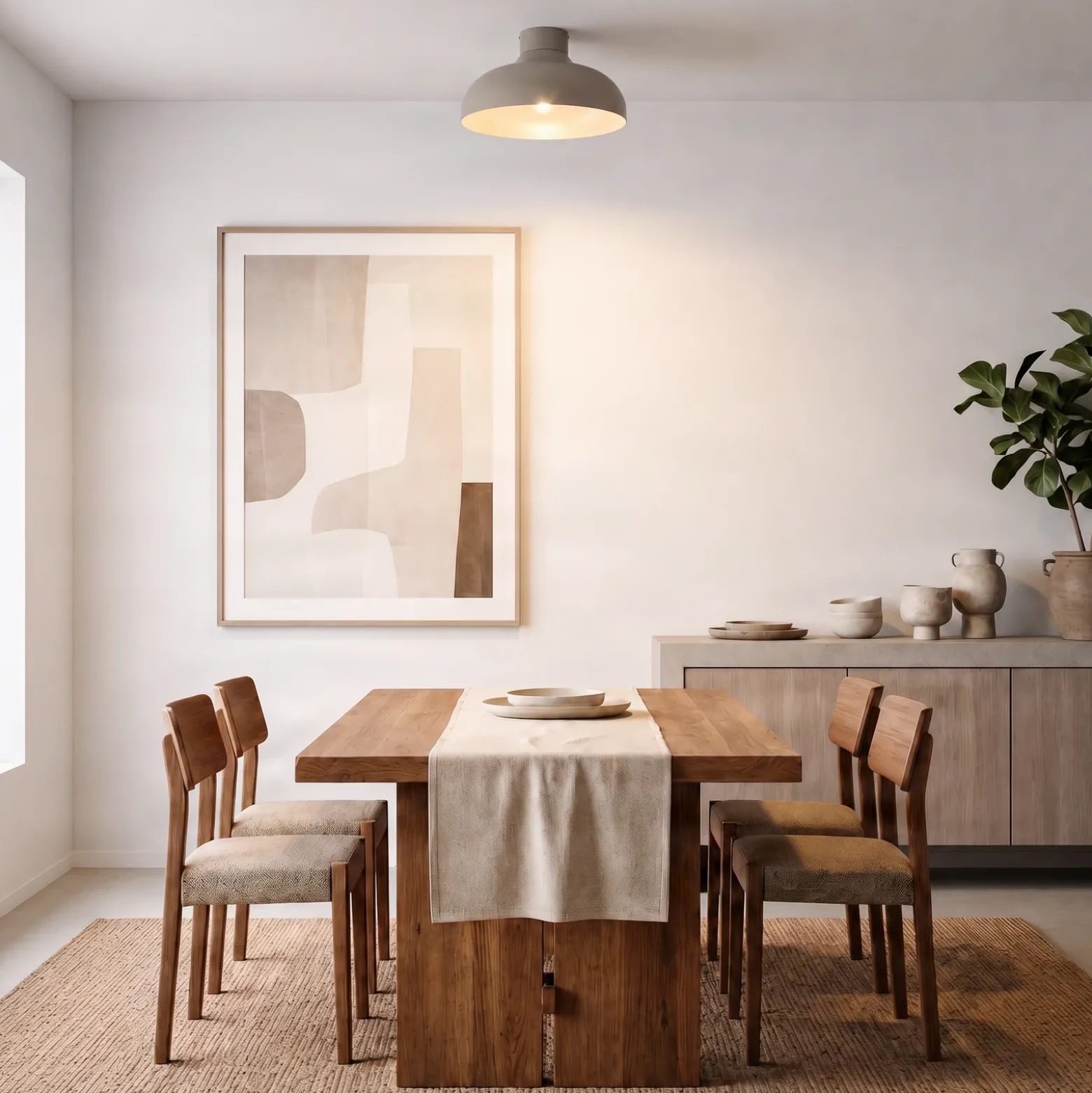 Plafón Basca, beige, metal, Ø 40 cm, E27