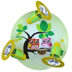 Plafón Búho, infantil, verde-amarillo