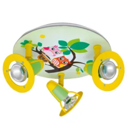 Plafón Búho, infantil, verde-amarillo
