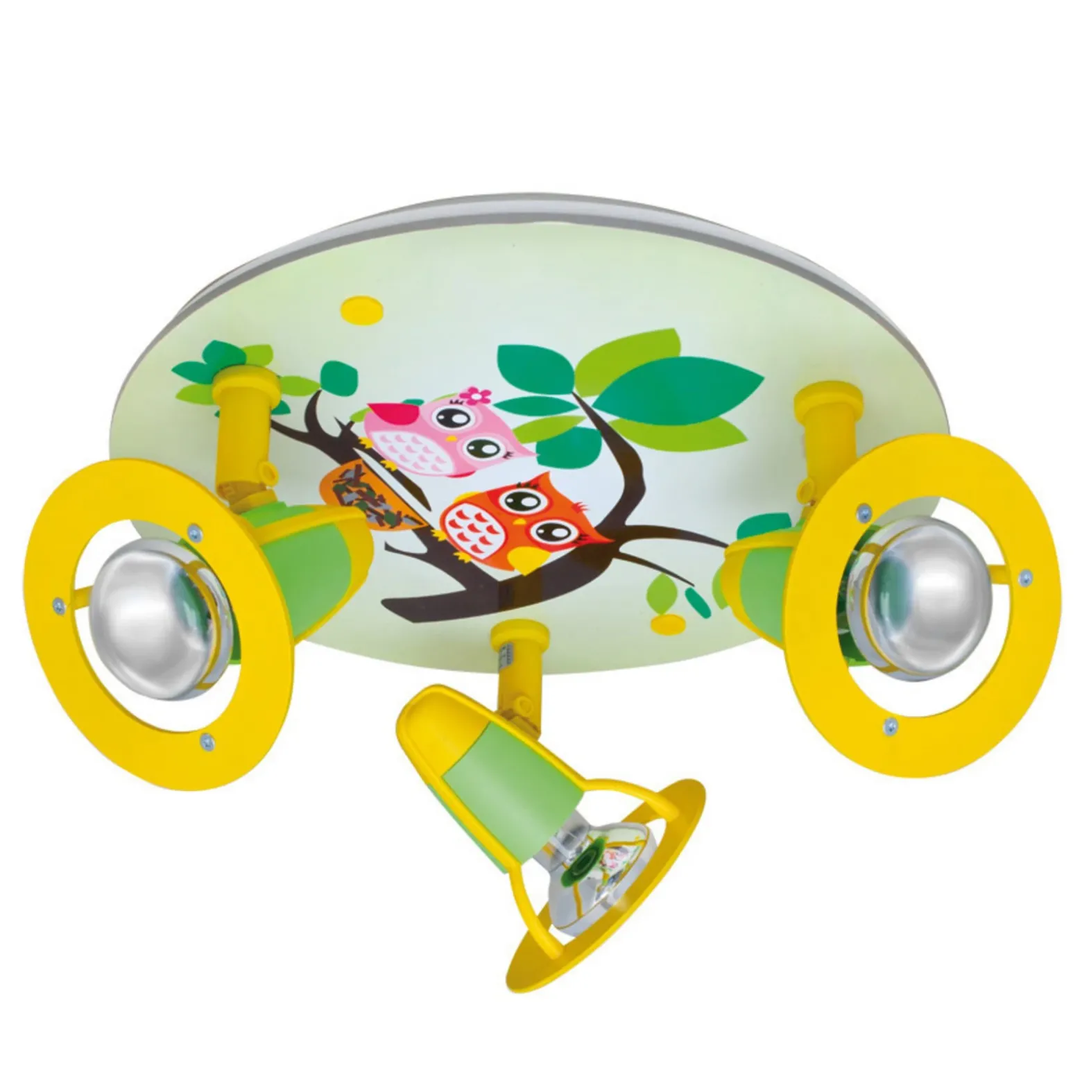 Plafón Búho, infantil, verde-amarillo