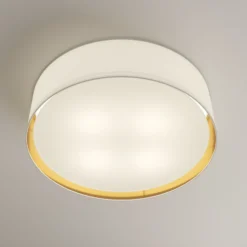 Plafón Bilbao, blanco/oro, Ø 60 cm