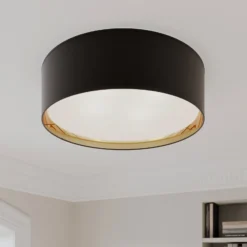 Plafón Bilbao, negro/oro, Ø 60 cm
