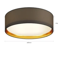 Plafón Bilbao, negro/oro, Ø 60 cm