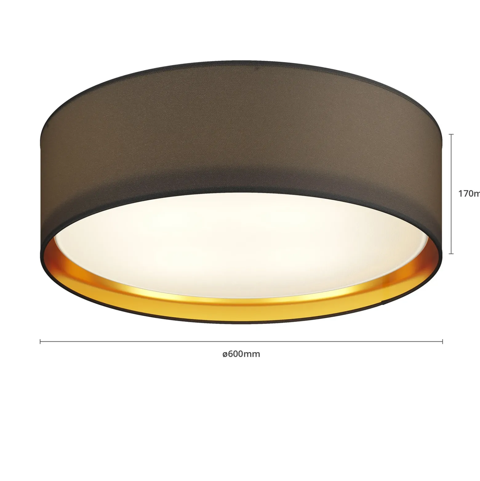 Plafón Bilbao, negro/oro, Ø 60 cm